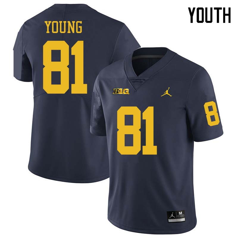 Jordan Brand Youth #81 Jack Young Michigan Wolverines College Football Jerseys Sale-Navy